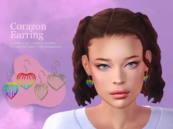 Mix Corazon Earrings by katverse - The Sims 4 Custom Content