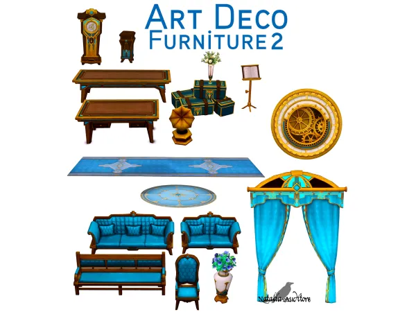 Alpha Art Deco furniture pt 2 by natalia_auditore - The Sims 4 Custom Content