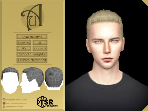 Alpha AHLAT HSORT MALE AND FEMALE HAIRCUT FOR by AURUM - The Sims 4 Custom Content