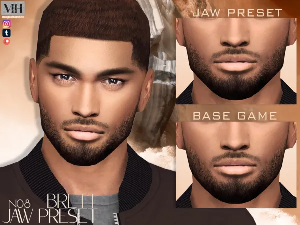 Alpha Brett Jaw Preset N08 by magichandcc - The Sims 4 Custom Content