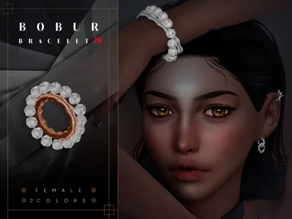 Alpha Double Pearl Bracelet by bobur - The Sims 4 Custom Content