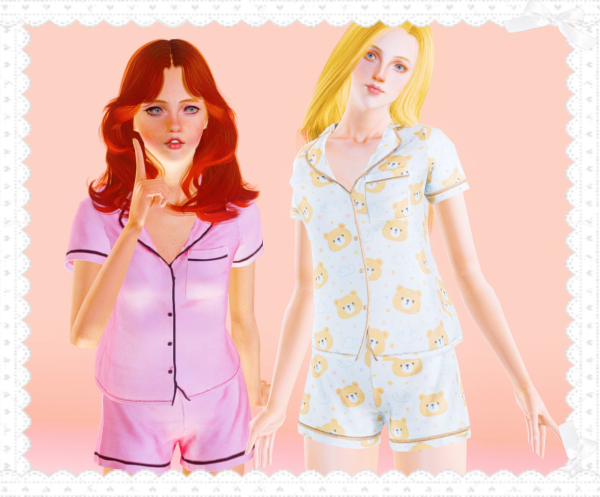 Elliesimple 4t3 Two Piece Pajamas by simsfinds - The Sims 3 Custom Content
