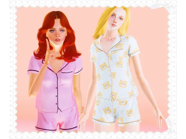 Elliesimple 4t3 Two Piece Pajamas - The Sims 3 Custom Content