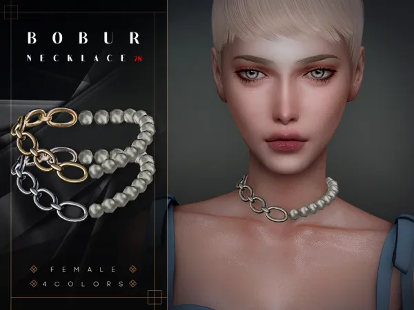 Alpha Chain necklace with pearls by bobur - The Sims 4 Custom Content