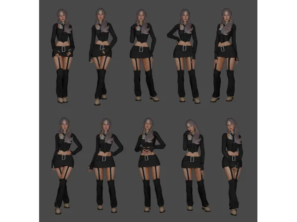[CHAMIS] 2Yk Outfit Roselipa Wow Posepack - The Sims 3 Custom Content