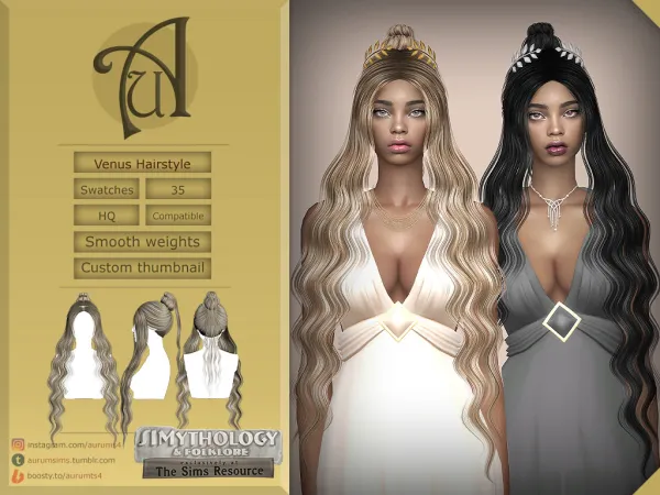 Alpha HAIRSTYLES CHANG E AND VENUS - The Sims 4 Custom Content