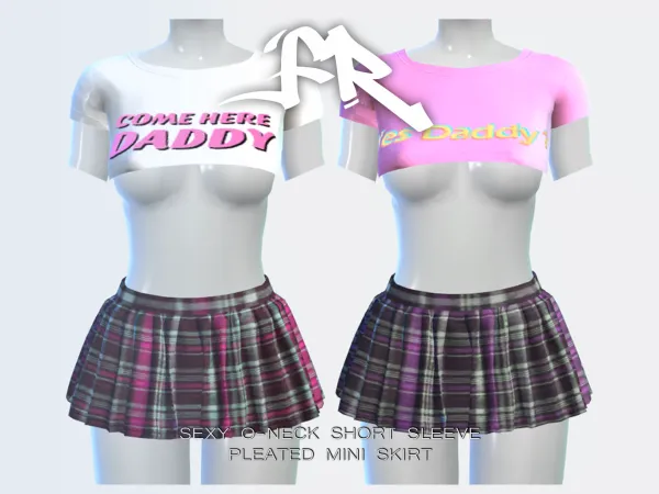 Alpha FR_Sexy O neck Short Sleeve Set - The Sims 4 Custom Content