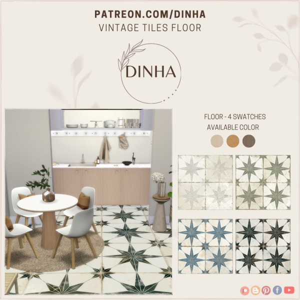 Vintage Tiles Floor by dinhagamer - The Sims 4 Custom Content