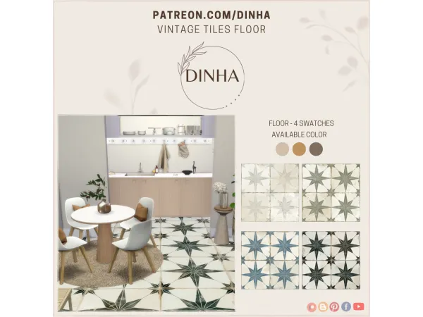 Vintage Tiles Floor - The Sims 4 Custom Content