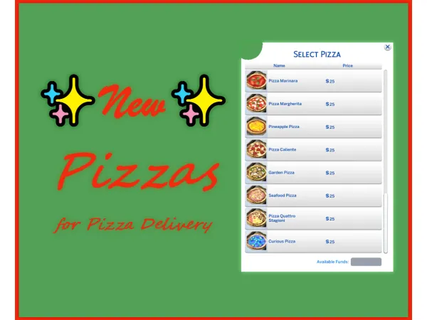 Maxis Match The New Pizzas but added to Pizza Delivery by baniduhaine - The Sims 4 Custom Content