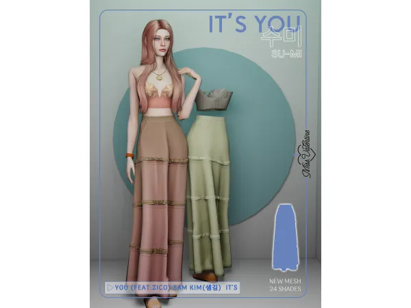 Alpha 수미 (Su mi) Skirt Public by Valentina - The Sims 4 Custom Content