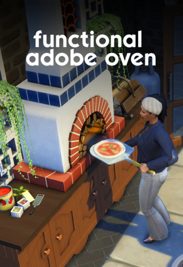 Maxis Match Adobe Pizza Oven Functional conversion by simsfinds - The Sims 4 Custom Content