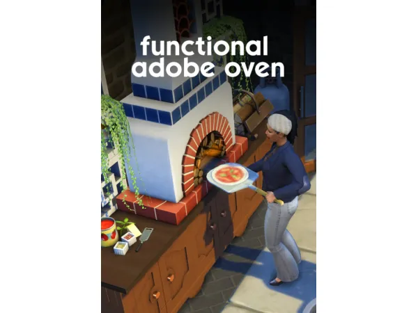 Maxis Match Adobe Pizza Oven Functional conversion - The Sims 4 Custom Content