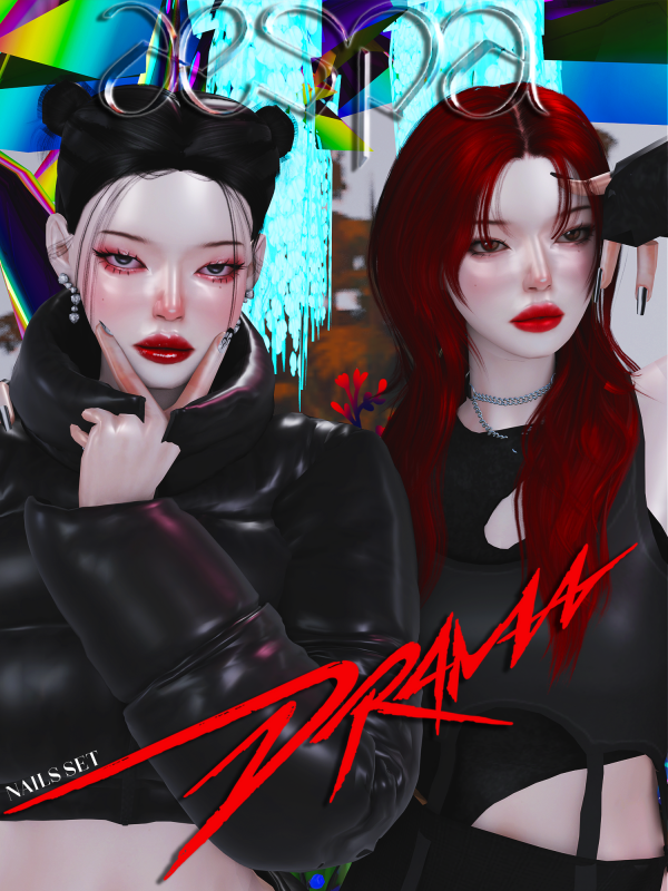 Mix AESPA DRAMA [NAILS SET] by simsfinds - The Sims 4 Custom Content