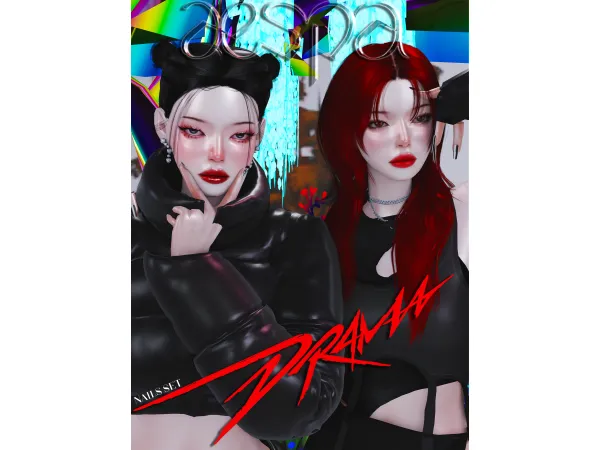 Mix AESPA DRAMA [NAILS SET] by Learxfl - The Sims 4 Custom Content
