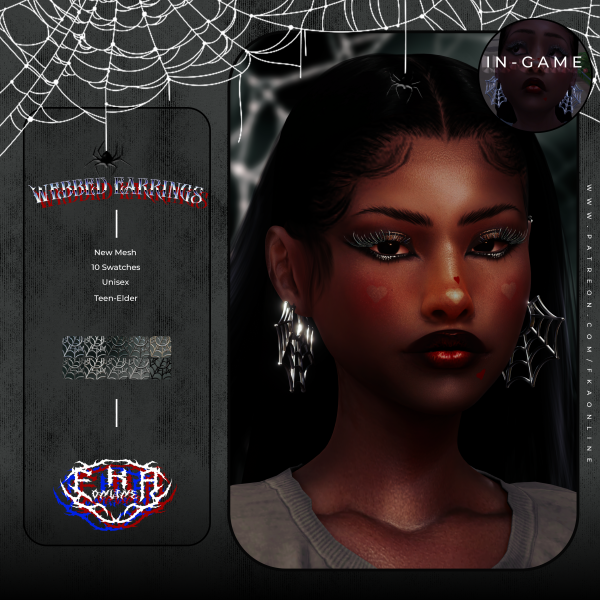 Alpha Webbed Earrings by simsfinds - The Sims 4 Custom Content