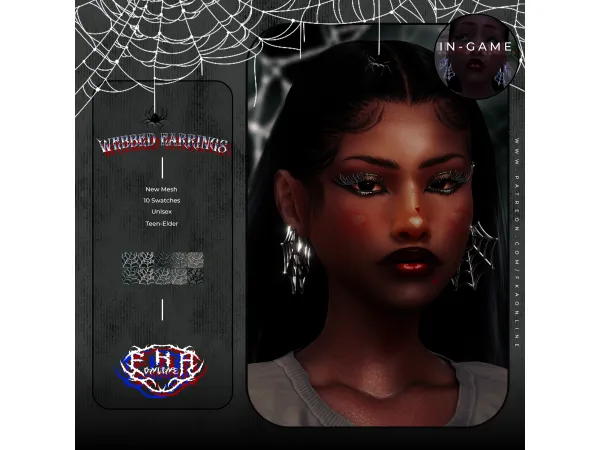 Alpha Webbed Earrings by FKAONLINE - The Sims 4 Custom Content