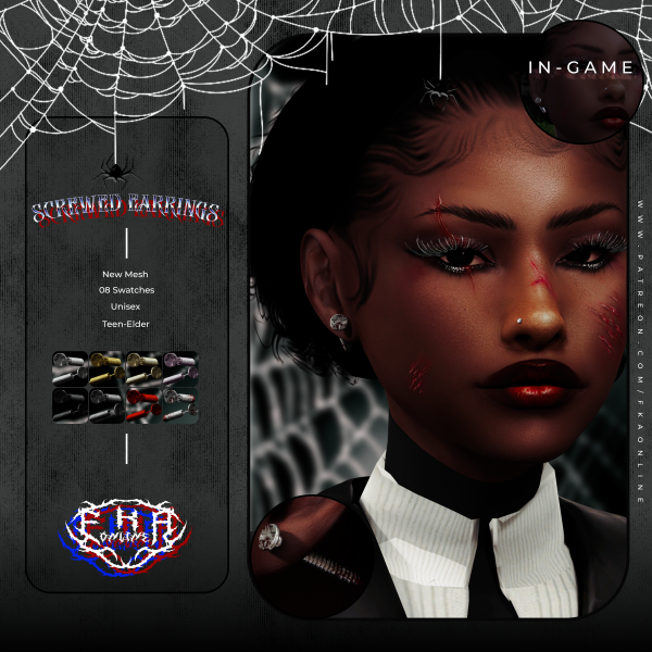 Alpha Screwed Earrings by simsfinds - The Sims 4 Custom Content