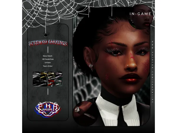 Alpha Screwed Earrings by FKAONLINE - The Sims 4 Custom Content