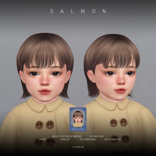 Alpha MMSIMS Hair Salmon PU by simsfinds - The Sims 4 Custom Content