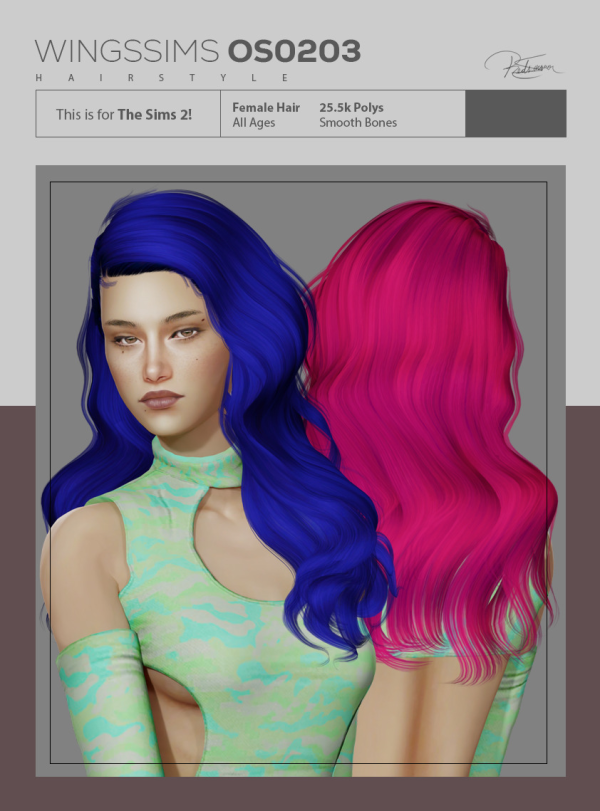 WingsSims OS0203 4t2 Hairstyle Unnatural Colors by simsfinds - The Sims 2 Custom Content