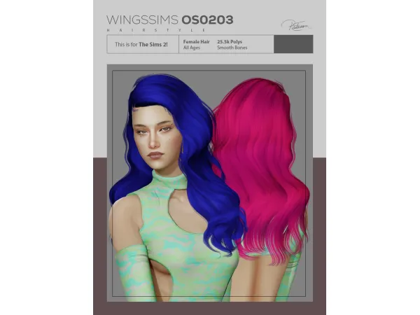WingsSims OS0203 4t2 Hairstyle Unnatural Colors - The Sims 2 Custom Content