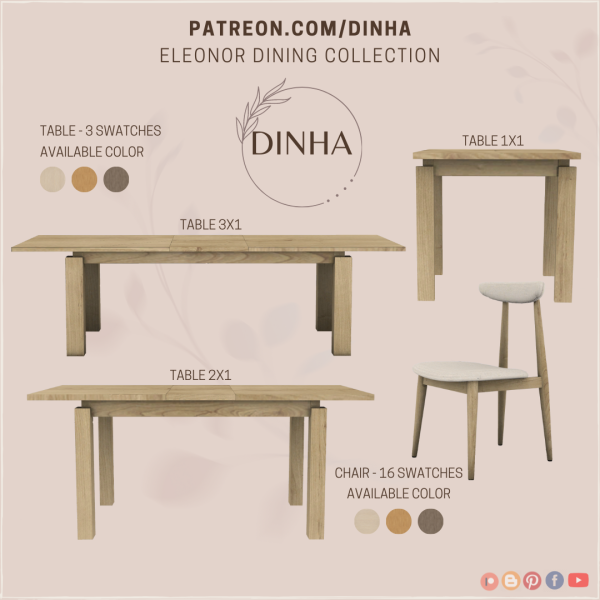 Alpha Eleonor Dining Collection by dinhagamer - The Sims 4 Custom Content