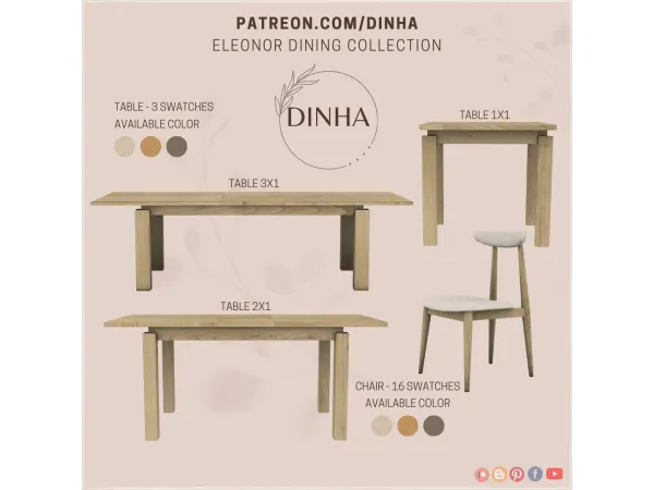 Alpha Eleonor Dining Collection - The Sims 4 Custom Content