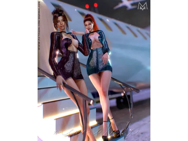 Alpha MERMALADE Sequin Sleeve Bodycon Dress (InGame) by mermalade - The Sims 4 Custom Content