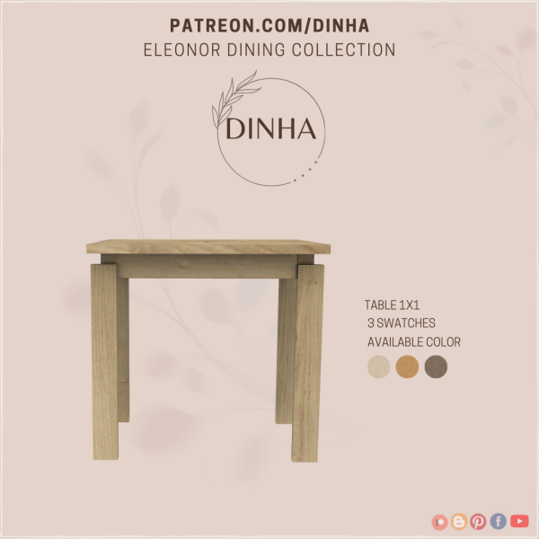 Alpha Eleonor Dining Collection Table 1x1 by dinhagamer - The Sims 4 Custom Content