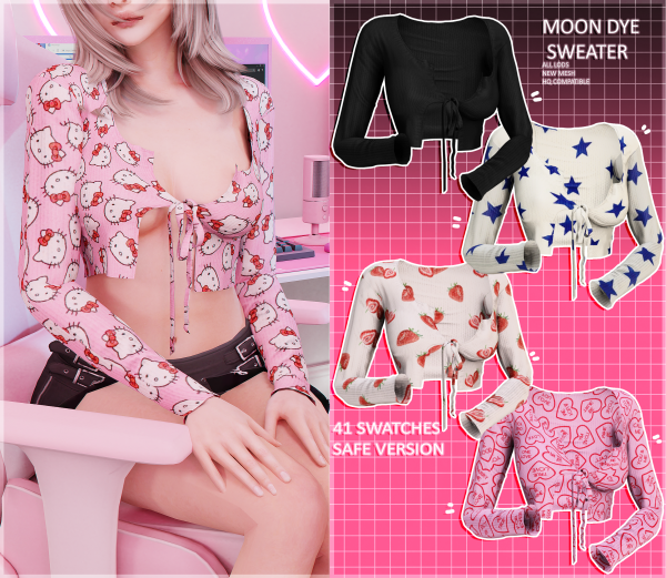 Alpha Moon dye sweater by unknown66irl - The Sims 4 Custom Content