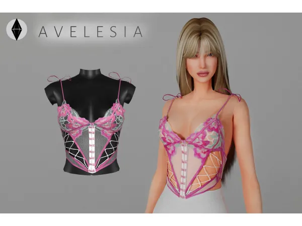 Alpha [Avelesia] Floral Festival Bustier by avelesia - The Sims 4 Custom Content