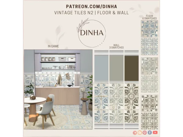 Alpha Vintage Tiles N2 Floor Wall - The Sims 4 Custom Content