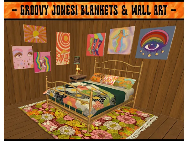 [Jane] Groovy Jonesi Blankets Wall Art - The Sims 2 Custom Content
