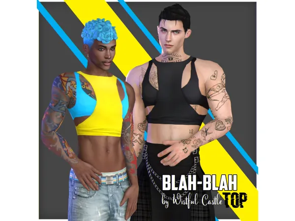 Maxis Match Blah Blah (Male Top) by wistfulcastle - The Sims 4 Custom Content
