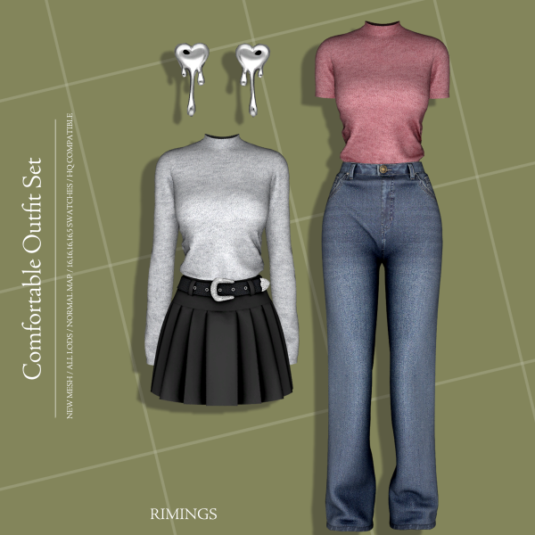 Alpha [RIMINGS] Comfortable Outfit Set by simsfinds - The Sims 4 Custom Content