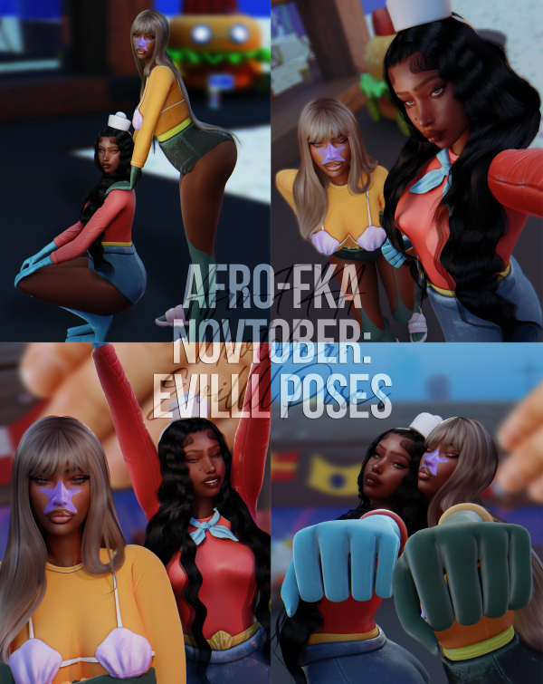 Mix AFROxFKA Novtober Evilll Poses (In Game) by simsfinds - The Sims 4 Custom Content