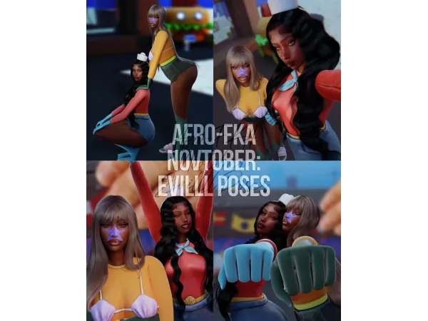 Mix AFROxFKA Novtober Evilll Poses (In Game) by afrosimtricsimmer - The Sims 4 Custom Content