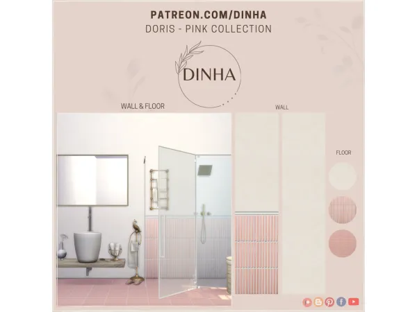 Alpha Doris Pink Collection Wall Floor - The Sims 4 Custom Content