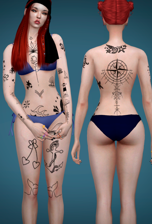 Mix Tattoos body full Jennisims by simsfinds - The Sims 4 Custom Content