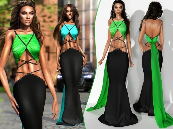 Alpha Cape Gown from Cannes Film Festival 2023 - The Sims 4 Custom Content