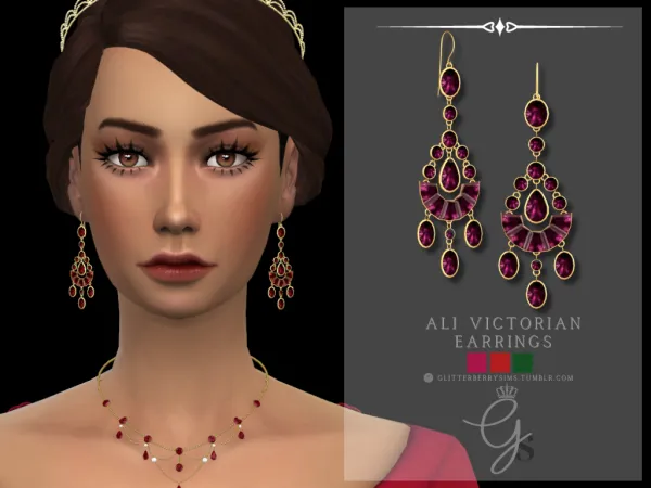 Alpha Ali Victorian Earrings by GlitterberryFly - The Sims 4 Custom Content