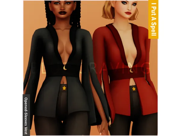 Maxis Match Blue Craving Opened Sleeves Vest - The Sims 4 Custom Content