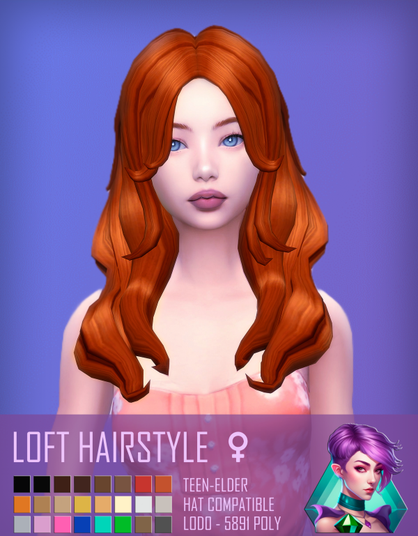 Maxis Match LOFT Maxis Match Long Wavy Female Hairstyle by aurum - The Sims 4 Custom Content