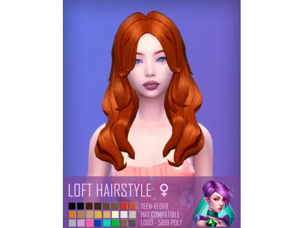 Maxis Match LOFT Maxis Match Long Wavy Female Hairstyle by aurumsims - The Sims 4 Custom Content