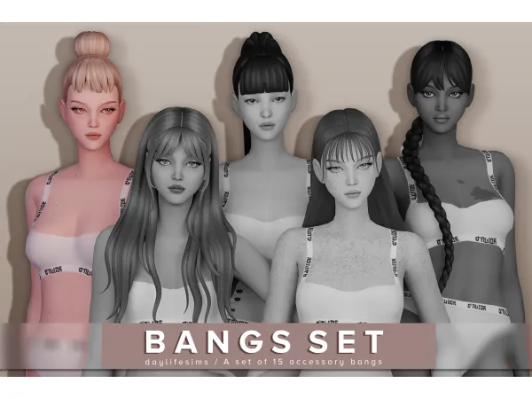 Maxis Match BANGS SET Josee by simsfinds - The Sims 4 Custom Content
