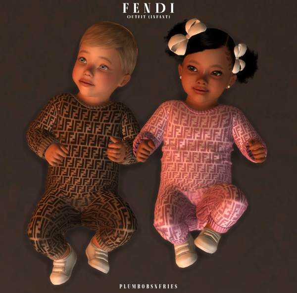 Alpha FENDI outfit (infant) by simsfinds - The Sims 4 Custom Content