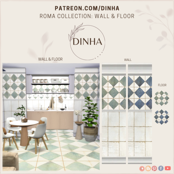 Alpha Roma Collection Wall Floor by dinhagamer - The Sims 4 Custom Content