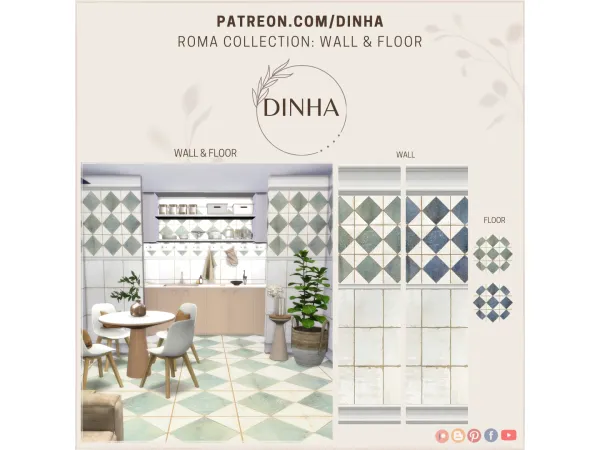 Alpha Roma Collection Wall Floor - The Sims 4 Custom Content