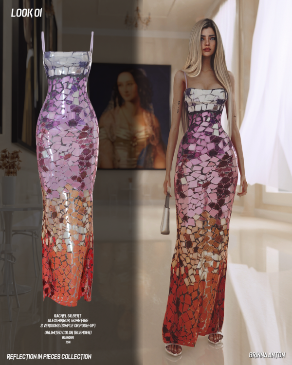 Alpha REFLECTION IN PIECES COLLECTION LOOK 02 by simsfinds - The Sims 4 Custom Content